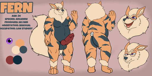 angry anthro balls big_balls big_penis black_body black_fur butt eyewear fangs fluffy fluffy_tail fur genitals glasses happy knot knotted_penis male neck_tuft nude nude_anthro open_mouth orange_body orange_fur penis purple_eyes red_penis solo striped_body stripes tail teeth text tuft sudsypup nintendo pokemon arcanine generation_1_pokemon pokemon_(species) 2025 absurd_res digital_drawing_(artwork) digital_media_(artwork) english_text hi_res model_sheet