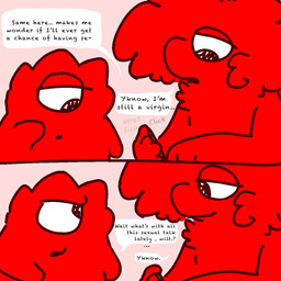 1_eye anthro candy canon_x_oc dessert dialogue duo food gummy_(food) male male/male red_body suggestive_dialogue text translucent translucent_body wanting_sex nakeilyar jelly_defense fatello wilt_(nakeilyar) food_creature goo_creature gummy_creature living_candy 1:1 comic english_text hi_res
