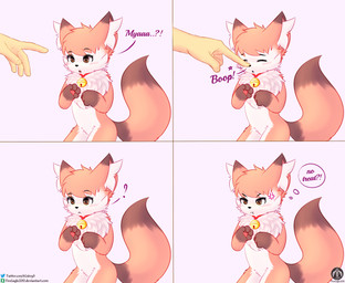 :< >:t ambiguous_gender angry anthro arms_bent base_two_layout basic_sequence bell bell_collar blush boop cheek_tuft chest_tuft closed_frown collar countershade_torso countershading cross-popping_vein daww dipstick_ears dipstick_tail disembodied_hand duo ear_markings eyes_closed facial_tuft four_frame_grid four_frame_image four_frame_sequence frown fur grid_layout inner_ear_fluff inner_monologue interrobang looking_at_another markings mouth_closed multicolored_ears multicolored_tail nose_boop orange_body orange_eyes orange_fur pawpads pink_background pink_pawpads question_mark red_collar regular_grid_layout semi-anthro simple_background small_mouth star star_reaction tail tail_markings text thinking thought_bubble tuft two_row_layout vein senz nia_(senz) canid canine fox human mammal english_text hi_res sequence url