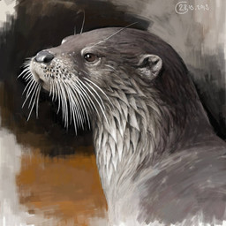 black_nose brown_eyes feral quadruped short_fur solo wet whisker_spots whiskers renum63 mammal mustelid otter river_otter 1:1 2013