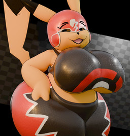anthro big_breasts black_clothing black_ear_tips black_nose black_topwear breasts clothed clothed_anthro clothed_female clothing cosplay_pikachu_(costume) curvy_figure dipstick_ears ear_markings female female_anthro hand_on_hip markings mask midriff multicolored_ears open_mouth open_smile smile solo sports_mask sportswear tail thick_thighs topwear wide_hips wrestling_mask wrestling_outfit yellow_body anaroth nintendo pokemon pikachu_libre generation_1_pokemon pikachu pokemon_(species) 3d_(artwork) digital_media_(artwork) hi_res