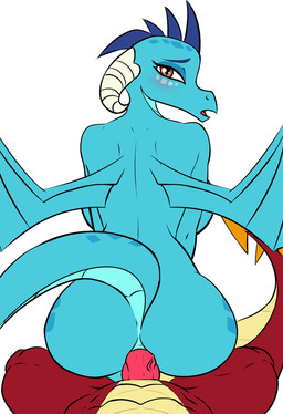ahegao anal anal_penetration animal_genitalia animal_penis anthro anthrofied anus big_breasts big_butt blue_body blue_scales blue_spines blush breasts butt duo female female_on_top first_person_view genitals knot looking_at_viewer looking_back looking_back_at_viewer looking_pleasured male male/female male_pov nude nude_anthro nude_female nude_male on_bottom on_top open_mouth penetration penis red_body red_eyes red_scales reverse_cowgirl_position scales sex simple_background slim spread_wings tail vein veiny_penis wide_hips wings pia-sama friendship_is_magic hasbro my_little_pony mythology garble_(mlp) princess_ember_(mlp) dragon mythological_creature mythological_scalie scalie hi_res