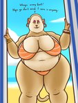 anthro beach belly big_breasts bikini breasts cleavage clothed clothing colored_nails ear_piercing ear_ring eyeshadow female jewelry makeup nails overweight piercing ring_piercing seaside solo stretch_marks swimwear text thick_thighs two-piece_swimsuit oystercatcher7 all_hail_king_julien dreamworks madagascar_(series) tammy_(madagascar) lemur mammal primate strepsirrhine 3:4 english_text hi_res