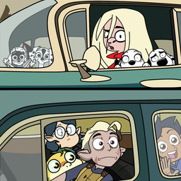 black_ears black_nose black_spots blonde_hair blue_hair blue_jewelry blue_necklace brown_body brown_hair brown_skin clothing coat countershade_face countershading driving_car drop_(marking) duo eye_contact facial_markings facial_scar female feral floppy_ears freckled_face freckles fur green_body green_sclera grey_clothing grey_shirt grey_t-shirt grey_topwear group hair head_markings heterochromatic_ears humanoid_pointy_ears jewelry light_body light_skin long_hair looking_at_another male markings mask_(marking) necklace pale_skin pink_inner_ear pointy_ears red_clothing red_coat red_topwear scar shirt spots t-shirt topwear white_body white_fur white_spots redundantmodule 101_dalmatian_street 101_dalmatians disney drive_by_each_other the_owl_house the_umbrella_academy dee_dee_(101_dalmatians) dizzy_(101_dalmatians) dolly_(101_dalmatians) dylan_(101_dalmatians) hunter_(the_owl_house) hunter_de_vil luz_noceda vee_(the_owl_house) willow_park basilisk_(the_owl_house) canid canine canis dalmatian domestic_dog grimwalker_(the_owl_house) human humanoid mammal reptile scalie witch_(the_owl_house) 1:1 2023 crossover hi_res meme