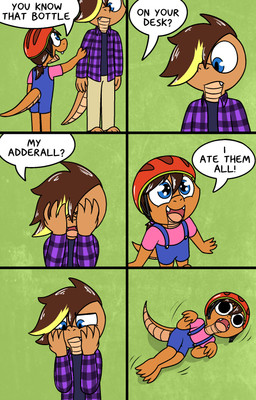 anthro dialogue drugs fur hair humor overdose text young pokefound adderall da_silva gordon_(pokefound) julie_(pink) colubrid corn_snake lampropeltini rat_snake reptile scalie snake absurd_res comic english_text hi_res brother_(lore) brother_and_sister_(lore) sibling_(lore) sister_(lore)