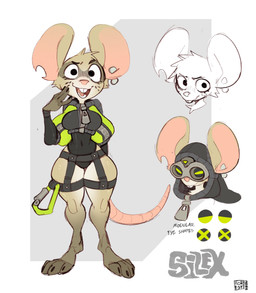 anthro big_ears breasts buckteeth carabiner clothed clothed_anthro clothed_female clothing ear_piercing ear_ring eyelashes eyewear facial_markings female female_anthro freckled_face freckles front_view fur goggles hairless_tail head_markings leotard markings mask_(marking) multicolored_body multicolored_fur navel_outline notched_ear piercing pink_nose ring_piercing small_waist solo standing teeth text thick_thighs tight_clothing white_sclera wide_hips zipper foresttherotten silex_(foresttherotten) mammal mouse murid murine rodent 2025 absurd_res dated digital_media_(artwork) english_text hi_res model_sheet
