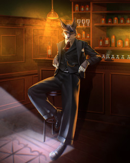anthro bar bar_stool belt black_clothing black_suit black_suit_jacket clock clothed clothed_male clothing collared_shirt dress_shirt dress_shoes footwear front_view fully_clothed fully_clothed_male furniture glass inside leaning leaning_backward light looking_aside looking_forward male male_anthro necktie pocketwatch raised_leg red_necktie shirt shoes sitting smoke solo stool suit suit_jacket suit_vest sunlight topwear warm_lighting watch white_dress_shirt guyinvintageclothes felid feline mammal 2025 digital_media_(artwork) full-length_portrait hi_res portrait shaded
