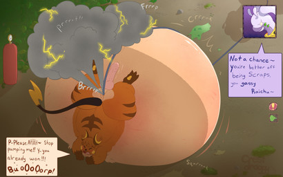 air_inflation animal_genitalia animal_penis anus belly big_belly burping bursting close_to_bursting dialogue fart fart_fetish fart_inflation genitals helium_tank hose hose_in_butt hose_inflation huge_belly hyper hyper_belly hyper_inflation inflation motion_lines onomatopoeia penis sound_effects star_eyes teasing text crestdraggy nintendo pokemon generation_1_pokemon generation_6_pokemon goodra pokemon_(species) raichu 16:10 2025 absurd_res artist_name english_text hi_res widescreen
