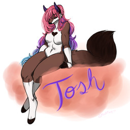 anthro biped breasts clothed clothing eyes_closed featureless_breasts female fur hair nude sitting solo redpixie canid canine fox mammal 1:1