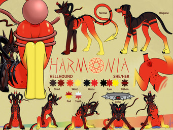 abdominal_bulge anatomically_correct anatomically_correct_genitalia anatomically_correct_vulva animal_genitalia animal_vulva black_body black_nose black_sclera black_skin bodily_fluids bound bulge burning canine_genitalia canine_vulva chain chained claws collar fangs female feral gaping gaping_vagina genitals hairless horn keyhole magic nipples open_mouth orange_body orange_skin penetration presenting presenting_vulva red_body red_eyes red_skin ribbons sex sex_toy sex_toy_in_vagina sex_toy_insertion shaking simple_background smile solo spread_legs spreading tail tears tears_of_pain teeth tentacle_in_vagina tentacle_penetration tentacle_sex tentacles text tongue vaginal vaginal_penetration vulva hikleloveshiking mythology harmonia_(hlh) canid canid_demon canine demon hellhound mammal mythological_canine mythological_creature digital_drawing_(artwork) digital_media_(artwork) english_text hi_res model_sheet