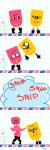 1:3 animate_inanimate better_version_at_source blush bow_(feature) bow_tie clothing comic duo female footwear frown jumping looking_aside looking_at_another looking_at_self looking_down male necktie nintendo onomatopoeia paper shoes smile snipperclips sound_effects standing text tongue tongue_out toony