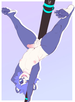 4_toes alternative_fashion anthro areola balls biped blue_body blue_eyes blue_hair blue_nose blue_pawpads circumcised dancing ear_piercing ear_ring erection eye_through_hair eyebrow_through_hair eyebrows feet femboy genitals glans hair humanoid_genitalia humanoid_penis looking_at_viewer male multicolored_penis navel navel_piercing nipples open_mouth open_smile pawpads paws penis piercing pink_areola pink_nipples pink_penis plantigrade pole pole_dancing punk ring_piercing simple_background smile solo stripper_pole teeth toes tongue translucent translucent_hair two_tone_penis upside_down white_balls white_body white_penis conditional_dnp punkypanda bear giant_panda mammal absurd_res digital_drawing_(artwork) digital_media_(artwork) hi_res