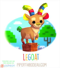 ambiguous_gender beady_eyes black_eyes block cloud feral fur horn humor lego_brick mountain outside plant pun simple_background sky smile solo tan_body tan_fur tree tree_stump visual_pun white_background piper_thibodeau lego bovid caprine goat mammal digital_media_(artwork) digital_painting_(artwork) painting_(artwork) promotional_material