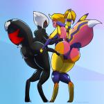 anthro anus arthropod_abdomen blonde_hair blue_sclera breasts butt butt_grab duo female female/female genitals hair hand_on_butt looking_at_another looking_at_viewer multi_arm multi_eye multi_limb non-mammal_breasts pokemorph pussy rear_view red_eyes simple_background smile white_hair yellow_eyes zedrin ford nintendo pokemon arachnid araneomorph ariados arthropod black_widow_spider generation_2_pokemon pokemon_(species) spider theridiid widow_spider 1:1 2019 hi_res