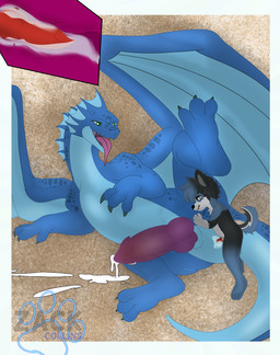 anthro anthro_on_feral anthro_penetrating anthro_penetrating_feral bestiality big_penis bodily_fluids claws cum cum_in_vagina cum_inside cumshot duo ejaculation feral feral_penetrated genital_fluids genitals male male/male penetration penis sex small_penis small_penis_penetrator spread_legs spreading toe_claws tongue tongue_out wings young zack_collins mythology volti_(character) canid canine dragon mammal mythological_creature mythological_scalie scalie absurd_res hi_res