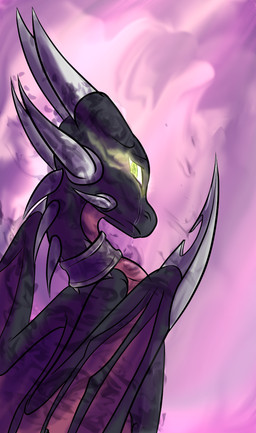 6_horns abstract_background ambiguous_feral ambiguous_gender bodily_fluids corruption crying fantasy feral glowing glowing_eyes green_eyes horn horn_sheath long_neck magenta_scales membrane_(anatomy) membranous_wings multi_horn neck_ring neck_spikes purple_body quadruped sad scales solo tears tears_of_sadness ventral_scales wing_blade wings goldengriffiness activision european_mythology mythology spyro_the_dragon the_legend_of_spyro cynder dragon mythological_creature mythological_scalie scalie western_dragon 2018 cover english_description hi_res female_(lore)