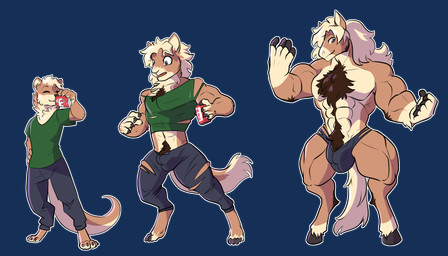 anthro beverage blonde_hair bulge chest_tuft genital_growth growth hair hooves male muscle_growth paws penis_growth solo species_transformation transformation transformation_by_substance transformation_sequence tuft rtf-m nova_(otterlynova) equid equine horse mammal mustelid otter hi_res