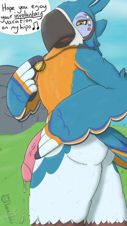 absorption_vore after_vore anthro flaccid gem genitals implied_reformation looking_at_self male pearl_(gem) penis solo vore karamelkobold breath_of_the_wild nintendo the_legend_of_zelda kass_(tloz) avian rito 9:16 hi_res