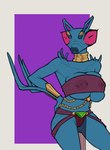 antennae_(anatomy) anthro bent_arm big_breasts big_eyes biped blue_antennae blue_body blue_breasts blue_lips bracelet breasts bulging_breasts camel_toe clothed clothed_anthro clothed_female clothing compound_eyes dark_body dark_lips female fingers gem geometric_background gold_(metal) gold_bracelet gold_jewelry hand_on_hip hand_on_own_hip huge_breasts jewelry lips looking_at_viewer monotone_body monotone_breasts mouth_closed neck_ring nipple_outline no_irises panties pupils purple_clothing purple_panties purple_topwear purple_tube_top purple_underwear red_sclera simple_background skimpy solo thick_lips thick_thighs topwear tube_top underwear unusual_pupils md34 image_comics invincible_(image_comics) arthropod insect thraxan 2024 digital_drawing_(artwork) digital_media_(artwork) portrait three-quarter_portrait