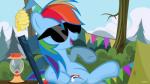 beehive camping chair cutie_mark eyewear female feral forest furniture hair lamp multicolored_hair outside plant rainbow_hair sky solo sunglasses tent tree wings noah-x3 friendship_is_magic hasbro my_little_pony mythology rainbow_dash_(mlp) equid equine mammal mythological_creature mythological_equine pegasus 16:9 hi_res widescreen