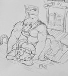 against_surface ambiguous_penetration anthro arm_support balls_deep bar bent_legs bent_over between_arms beverage biceps big_dom_small_sub butt cape cheek_tuft claws clothing container count counter cup discarded_weapon dominant doorway duo ears_back eye_roll facial_markings facial_tuft fist fluffy fluffy_tail from_behind_position furniture fuzzy glass glass_container glass_cup grin head_markings head_tuft inside larger_male leg_support looking_down looking_pleasured looking_up lying male male/male markings mask_(marking) mostly_nude muscular muscular_anthro muscular_male narrowed_eyes nipples nude on_front open_mouth penetration picture_frame pivoted_ears raised_leg sex sickle size_difference smaller_male smile spilled_beverage spilled_drink spilled_liquid spilling_drink table tail tail_aside tavern teeth tuft baconbearart dreamworks puss_in_boots_(franchise) death_(puss_in_boots) puss_in_boots_(dreamworks) canid canine canis domestic_cat felid feline felis mammal tabby_cat wolf absurd_res hi_res monochrome sketch traditional_media_(artwork)