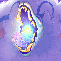 ambiguous_gender anthro blue_body blue_fur blue_hair bodily_fluids drooling eyes_closed fur glowing glowing_mouth hair male multicolored_body multicolored_fur open_mouth saliva solo teeth teeth_showing throat tongue tongue_out vore white_body white_fur white_hair yawn asstro astro_starbringer 1:1 hi_res