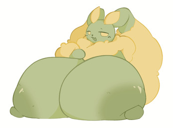 anthro areola big_breasts big_nipples biped blush blush_lines breasts eyebrows eyelashes featureless_hands female fluffy_ears front_view green_body huge_breasts hyper hyper_breasts long_ears looking_at_viewer multicolored_body narrowed_eyes neck_tuft nipples nude nude_female open_mouth open_smile simple_background smile solo tuft two_tone_body white_background yellow_eyes white_slime_(artist) nintendo pokemon gulpunny_(pichu-kun) generation_3_pokemon generation_4_pokemon gulpin hybrid hybrid_pokemon lagomorph lopunny mammal pokemon_(species) 2024 digital_drawing_(artwork) digital_media_(artwork) hi_res