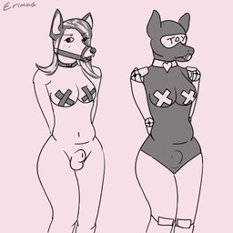 4_artificial_limbs amputee animal_genitalia animal_penis anthro balls bdsm big_breasts bondage bound breasts canine_genitalia canine_penis clothing collar crossgender disability genitals gynomorph hair hands_behind_back inanimate_transformation intersex latex latex_clothing latex_skinsuit missing_arm missing_leg nipple_tape pasties penis pink_hair quadruple_amputee sex_doll sex_toy_transformation sheath simple_background skinsuit solo tape tight_clothing transformation erimad nyx_(erimad) canid canine canis dobermann domestic_dog living_latex mammal pinscher 1:1 hi_res monochrome sequence