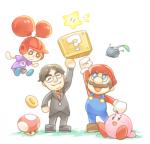 blue_eyes blush clothed clothing coin eyewear fully_clothed fungus glasses group hair hat headgear headwear male mushroom necktie overalls plant short_hair smile star suit super_mushroom ziro_(daydozen) animal_crossing balloon_fight kirby_(series) mario_bros nintendo pikmin real_world kirby mario satoru_iwata villager_(animal_crossing) alien elemental_creature flora_fauna human mammal pikmin_(species) rock_pikmin crossover in_memoriam