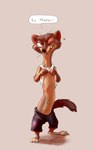 3_toes 4_fingers anthro barefoot bottomwear claws clothed clothing clothing_lift feet fingers grey_background inviting looking_at_viewer male one_eye_closed seductive shirt shirt_lift shorts simple_background solo standing text toe_claws toes topwear wink 4pcsset disney zootopia duke_weaselton mammal mustelid musteline true_musteline weasel english_text hi_res