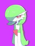 female frown green_hair hair hair_over_eye looking_at_viewer not_furry one_eye_obstructed red_eyes simple_background slim solo standing white_body white_skin loveboxf nintendo pokemon gardevoir generation_3_pokemon pokemon_(species) 2018