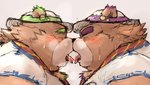 anthro blush bodily_fluids brown_body brown_fur clothing duo eyes_closed fur hat headgear headwear kemono kissing male male/male overweight overweight_male sweat tongue tongue_out kotobuki lifewonders tokyo_afterschool_summoners nether_ciramantep wood_ciramantep bear mammal 2020 hi_res