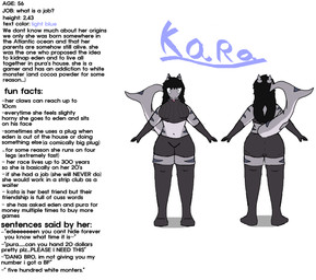 anthro blue_eyes clothing female lore mature_female simple_background solo standing tail tall text tight_clothing tongue tongue_out xerg-7 kara_(xerg-7) aquatic fish shark absurd_res hi_res model_sheet