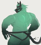 anthro biceps butt clothed clothing clothing_pull green_body jockstrap jockstrap_pull male muscular muscular_anthro muscular_male simple_background solo tail tongue tongue_out underwear underwear_pull ryandidindoome epic_games fortnite mythology cerberus_(fortnite) canid canid_demon canine demon hellhound mammal mythological_canine mythological_creature 2024 hi_res