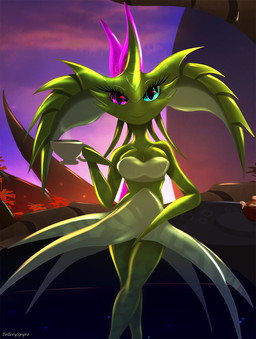 anthro blue_eyes breasts container crystal cup detailed_background evening eyelashes female front_view green_body heterochromia long_ears looking_at_viewer medium_breasts outside pose purple_eyes smile solo telleryspyro heralds_of_the_avirentes arteya psionic_ahnor_(heralds_of_the_avirentes) 2024 digital_media_(artwork) hi_res