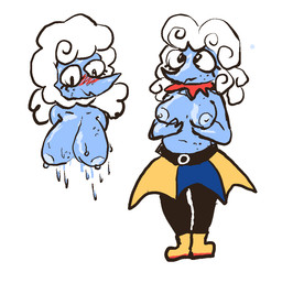 anthro blush bodily_fluids breasts clothing female holding_breast raining simple_background solo sweat white_background woodhouse3d deltarune undertale_(series) elnina_(deltarune) darkner