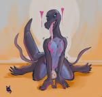 animal_genitalia anthro biped bodily_fluids drooling egg female genital_fluids genitals grinding heart_symbol kneeling nude oviposition pussy saliva simple_background smile solo tongue tongue_out vaginal_fluids newd nintendo pokemon generation_7_pokemon lizard pokemon_(species) reptile salazzle scalie 2017 digital_media_(artwork)