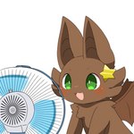 accessory ambiguous_gender anthro bat_wings big_ears blush brown_body brown_fur desk_fan fangs fur green_eyes hair_accessory hairpin membrane_(anatomy) membranous_wings nude small_fangs smile solo star star_hair_accessory teeth wings tontaro pipi_(doodlesack12) bat mammal 1:1 animated half-length_portrait portrait short_playtime nonbinary_(lore)