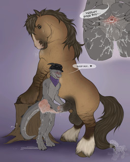 after_anal after_sex anatomically_correct anatomically_correct_genitalia anatomically_correct_penis animal_genitalia animal_penis anthro anthro_on_feral anus balls bestiality big_balls big_flare big_penis biped blush bodily_fluids brown_body brown_fur butt claws cum cum_in_ass cum_inside cum_on_balls cum_on_butt cum_on_ground cum_on_leg cum_on_penis cumshot digitigrade duo ejaculation equine_genitalia equine_penis erection facial_tuft feathering feral fetlocks finger_claws flared_penis fur genital_fluids genitals good_boy grey_body hooves horn huge_flare larger_feral larger_male logo male male/male male_anthro male_feral medial_ring mottled mottled_genitalia mottled_penis nude penis quadruped saggy_balls sheath simple_background size_difference smaller_anthro smaller_male smile spread_butt spreading tail text toe_claws tuft unguligrade vein veiny_penis fenn.perrox remy_(wulfer) equid equine horse kobold mammal reptile scalie 2026 absurd_res artist_logo digital_drawing_(artwork) digital_media_(artwork) english_text hi_res signature
