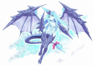 blue_body blue_eyes blue_hair blue_scales blue_skin female hair ice membrane_(anatomy) membranous_wings nude ribbons scales solo tail wings kusomiso mythology phantasy_star phantasy_star_online phantasy_star_online_2 sega animal_humanoid dragon dragon_humanoid humanoid mythological_creature mythological_scalie scalie 2012 character_request