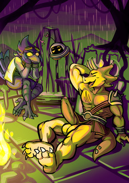 anthro avian_feet balls beak big_penis black_body black_feathers blue_body blue_feathers bottomwear brown_bottomwear brown_clothing brown_loincloth campfire casual_erection casual_exposure casual_nudity chest_scar claws clothing duo erection eyebrows eyes_closed facial_horn fangs feathers feet female fire genitals grey_beak grey_claws grey_clothing grey_shirt grey_topwear hand_on_head heart_eyes heart_symbol horn humanoid_genitalia humanoid_penis ineffective_clothing jacket leaning leaning_forward loincloth looking_at_another looking_down machine male male_focus nose_horn orange_body orange_eyes orange_scales penis penis_poking_out raining raised_eyebrows scales scar scuted_legs scutes sharp_teeth shirt sitting smile talons tan_penis teeth thick_penis toe_claws toes topwear white_clothing white_jacket white_topwear yellow_balls yellow_body yellow_scales yellow_sclera cerealharem kyrie_(ultilix) avian bird ceratopsian ceratopsid chasmosaurine dinosaur marginocephalian ornithischian prehistoric_species reptile robot scalie triceratops 2025 absurd_res hi_res