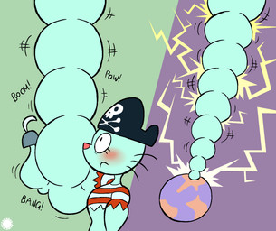 anthro astronomical_hyper bar_emanata big_muscles blue_body blue_fur blush clothing crop_top crossbar_emanata earth electricity emanata eyelashes femboy fur growth hook hook_hand huge_muscles hyper hyper_biceps hyper_muscles lightning logo male muscle_growth muscular onomatopoeia pirate_hat planet shirt skull_and_crossbones solo sound_effects text topwear whiskers thatdawgmurray happy_tree_friends russell_(htf) mammal mustelid otter aliasing artist_logo artist_name digital_media_(artwork) hi_res signature