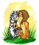 bedroom_eyes duo entwined_tails grass half-closed_eyes love male male/male narrowed_eyes plant seductive tail tail_coil lawliet-r dreamworks madagascar_(series) alex_(madagascar) marty_(madagascar) equid equine felid lion mammal pantherine zebra