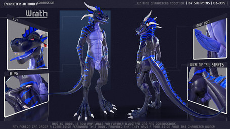 4_toes animal_genitalia animal_penis anthro balls black_body black_scales blue_body blue_scales butt claws erection feet genitals horn knot looking_at_viewer male nude open_mouth penis red_eyes scales sharp_teeth sheath simple_background smile solo tail tapering_penis teeth text toe_claws toes tongue tongue_out unusual_anatomy unusual_genitalia unusual_penis salireths mythology wrath_(character) dragon lizard mythological_creature mythological_scalie reptile scalie 2015 3d_(artwork) digital_media_(artwork) english_text hi_res model_sheet