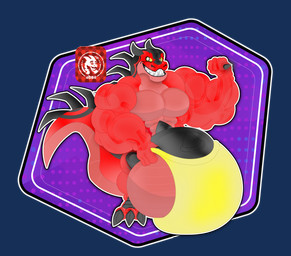 abs anthro balls big_balls big_muscles big_penis bulge claws clothed clothing detailed_background detailed_bulge evil_face genitals huge_balls huge_penis hyper hyper_balls hyper_genitalia hyper_penis looking_at_viewer male muscular partially_clothed pecs penis red_body red_skin red_tail sharp_teeth smile smiley_face solo spike_tail spikes tail teeth underwear yellow_clothing yellow_underwear jdbo-arts marvel moon_girl_and_devil_dinosaur devil_dinosaur dinosaur prehistoric_species reptile saurischian scalie theropod tyrannosaurid tyrannosauroid tyrannosaurus tyrannosaurus_rex absurd_res hi_res