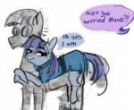 agalmatophilia duo female feral hair hug male text alumx friendship_is_magic hasbro my_little_pony maud_pie_(mlp) mudbriar_(mlp) earth_pony equid equine horse mammal pony 2019 english_text