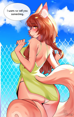 5_fingers anthro big_breasts big_butt breasts brown_body brown_fur brown_hair butt clothing female fingers fur green_clothing hair landscape long_hair looking_at_viewer looking_back nipple_outline outside sky solo speech_bubble squirrel_tail underwear wide_eyed yellow_eyes emsibap mammal rodent sciurid hi_res