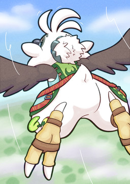 avian_butt beak blue_eyes butt butt_focus claws clothing feet hair hair_bun kerchief looking_at_viewer looking_back looking_back_at_viewer neckerchief neckwear shirt soles solo tail talons toe_claws toes topwear undershirt winged_arms wings trevor-fox nintendo the_legend_of_zelda tulin_(tloz) avian rito hi_res