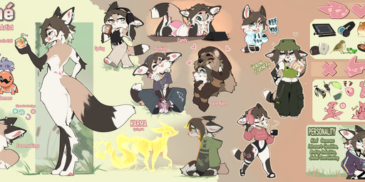 anthro biped bottomwear breasts butt claws clothed clothed_anthro clothed_female clothing ear_piercing eyes_closed eyewear feet female feral footwear front_view fully_clothed fully_clothed_anthro fully_clothed_female fur glasses hair hat headgear headwear inner_ear_fluff looking_at_viewer navel nude nude_anthro nude_female open_mouth pants piercing rear_view shirt shoes simple_background sitting smile solo standing tail teeth toes tongue topwear tuft cocoline_(artist) lin_(cocoline) canid canine fox mammal 2026 absurd_res digital_drawing_(artwork) digital_media_(artwork) hi_res model_sheet