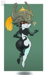 armor big_butt black_body black_skin butt female grey_body grey_skin hair headgear helmet looking_back multicolored_body not_furry nude orange_hair pointy_ears ponytail question_mark red_eyes short_stack solo wide_hips grossyjpeg ksa nintendo the_legend_of_zelda twilight_princess midna humanoid twili hi_res